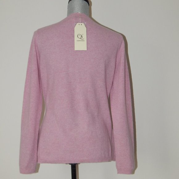 Qi CASHMERE V-NECK PULLOVER SWEATERDUSTY ROSE LG